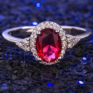 Simulated Ruby & Diamonique Engagement Ring💍✨❤️💍✨❤️💍✨❤️💍